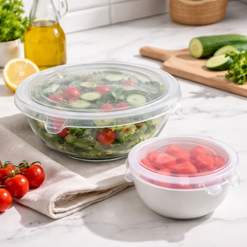 SureFresh Reusable Round Bowl Covers Set of 2 Sealed Stretch Food Covers